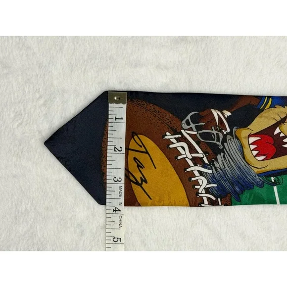 Vintage Tazmanian Devil Tie 1995 Warner Brothers Looney Toons Football Navy - Picture 6 of 6